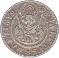 Swiss cantons coin 1 Schilling (1623 - 1673) reverse reverse of 1 Schilling (1623 - 1673) coin with KM# 15 from Swiss cantons. Inscription: SANCTVS MARTINVS//SANCT 9·MARTIN 9
