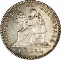Guatemala coin 1 Real (1893) reverse reverse of 1 Real (1893) coin with KM# Pn13 from Guatemala.