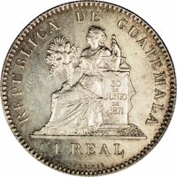 reverse of 1 Real (1893) coin with KM# Pn13 from Guatemala.