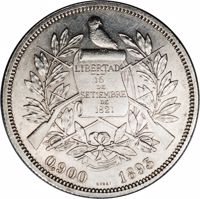 Guatemala coin 1 Peso (1893) obverse obverse of 1 Peso (1893) coin with KM# Pn16 from Guatemala. Inscription: LIBERTAD 15 DE SETIEMBRE DE 1821 0,900 ESSAI 1893