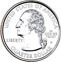 obverse of 1/4 Dollar - Iowa - Washington Quarter (2004) coin with KM# 358 from United States. Inscription: UNITED STATES OF AMERICA LIBERTY D IN GOD WE TRUST QUARTER DOLLAR