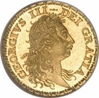 obverse of 1 Guinea - George III (1782) coin with KM# Pn59 from United Kingdom. Inscription: GEORGIVS III DEI GRATIA