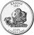 reverse of 1/4 Dollar - Kansas - Washington Quarter (2005) coin with KM# 373 from United States. Inscription: KANSAS 1861 2005 E PLURIBUS UNUM