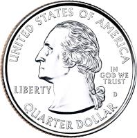 United States coin 1/4 Dollar - Wyoming - Washington Quarter (2007) obverse obverse of 1/4 Dollar - Wyoming - Washington Quarter (2007) coin with KM# 399 from United States. Inscription: UNITED STATES OF AMERICA LIBERTY D IN GOD WE TRUST QUARTER DOLLAR