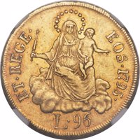 reverse of 96 Lire (1793 - 1797) coin with KM# 251 from Italian States. Inscription: ET · REGE · EOS · 1795 · L · 96