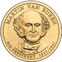 obverse of 1 Dollar - Martin Van Buren (2008) coin with KM# 429 from United States. Inscription: MARTIN VAN BUREN 8th PRESIDENT 1837-1841 JI PH