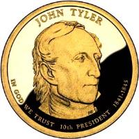 United States coin 1 Dollar - John Tyler (2009) obverse obverse of 1 Dollar - John Tyler (2009) coin with KM# 451 from United States. Inscription: JOHN TYLER IN GOD WE TRUST 10th PRESIDENT 1841-1845
