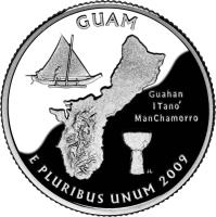 reverse of 1/4 Dollar - Guam - Washington Quarter (2009) coin with KM# 447 from United States. Inscription: GUAM Guahan I Tanó ManChamorro E PLURIBUS UNUM 2009