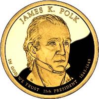 United States coin 1 Dollar - James K. Polk (2009) obverse obverse of 1 Dollar - James K. Polk (2009) coin with KM# 452 from United States. Inscription: JAMES K. POLK IN GOD WE TRUST 11TH PRESIDENT 1845-1849