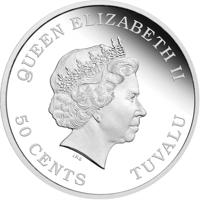 obverse of 50 Cents - Elizabeth II - Year of the Dragon (2012) coin with KM# 193 from Tuvalu. Inscription: QUEEN ELIZABETH II 50 CENTS TUVALU