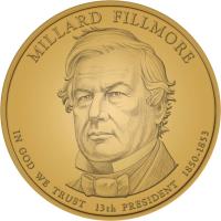 United States coin 1 Dollar - Millard Fillmore (2010) obverse obverse of 1 Dollar - Millard Fillmore (2010) coin with KM# 475 from United States. Inscription: MILLARD FILLMORE IN GOD WE TRUST 13th PRESIDENT 1850-1853