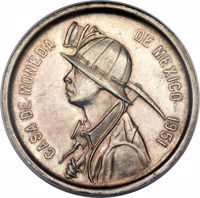 obverse of 1 Onza (1951) coin with KM# Pn198 from Mexico. Inscription: CASA DE MONEDA DE MEXICO 1951