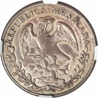obverse of 8 Reales (1840) coin with KM# Pn59 from Mexico. Inscription: REPUBLICA MEXICANA