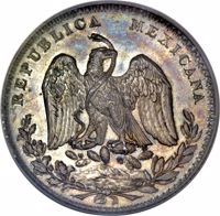 Mexico coin 8 Reales (1882) obverse obverse of 8 Reales (1882) coin with KM# Pn136a from Mexico. Inscription: REPUBLICA MEXICANA