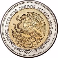 obverse of 500 Pesos (1988) coin with KM# Pn240 from Mexico. Inscription: ESTADOS UNIDOS MEXICANOS