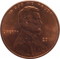 obverse of 1 Cent - Lincoln Cent - Union Shield (2010 - 2016) coin with KM# 468 from United States. Inscription: IN GOD WE TRUST LIBERTY 2010