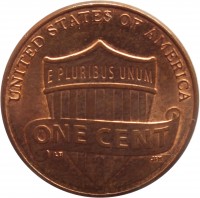 reverse of 1 Cent - Lincoln Cent - Union Shield (2010 - 2016) coin with KM# 468 from United States. Inscription: UNITED STATES OF AMERICA E PLURIBUS UNUM ONE CENT