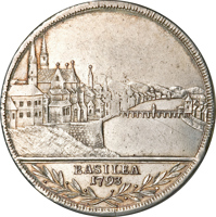 Swiss cantons coin 1 Thaler (1793) reverse reverse of 1 Thaler (1793) coin with KM# 185 from Swiss cantons. Inscription: BASILEA 1793