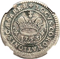 German States coin 8 Mark (1752 - 1753) reverse reverse of 8 Mark (1752 - 1753) coin with KM# 42 from German States. Inscription: LOCVS•CORONATIONIS•CÆSAREÆ 1752