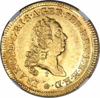 reverse of 1 Ducat (1762 - 1763) coin with KM# 178 from German States. Inscription: FRANC • I • D • G • R • I • S • A • GER • IER • REX • L • B • M • H • D • T