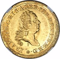 German States coin 1 Ducat (1762 - 1763) reverse reverse of 1 Ducat (1762 - 1763) coin with KM# 178 from German States. Inscription: FRANC • I • D • G • R • I • S • A • GER • IER • REX • L • B • M • H • D • T