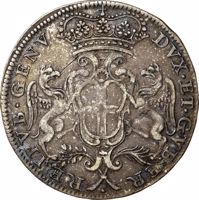 Italian States coin 2 Lire (1671 - 1712) reverse reverse of 2 Lire (1671 - 1712) coin with KM# 148 from Italian States. Inscription: NON*SVREXIT*MAIOR*1679·G·M