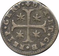 Italian States coin ⅛ Scudo (1641 - 1670) obverse obverse of ⅛ Scudo (1641 - 1670) coin with KM# 104 from Italian States. Inscription: DVX·ET·CVB·REIP·GENV·