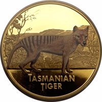 Niue coin 100 Dollars - Elizabeth II - Tasmanian Tiger (2011) reverse reverse of 100 Dollars - Elizabeth II - Tasmanian Tiger (2011) coin with KM# 511 from Niue. Inscription: TASMANIAN TIGER