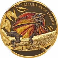 Niue coin 100 Dollars - Elizabeth II - Frilled Neck Lizard (2014) reverse reverse of 100 Dollars - Elizabeth II - Frilled Neck Lizard (2014) coin with KM# 1246 from Niue. Inscription: FRILLED NECK LIZARD