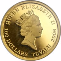 Tuvalu coin 100 Dollars - Elizabeth II - 1963 Corvette Sting Ray (2006) obverse obverse of 100 Dollars - Elizabeth II - 1963 Corvette Sting Ray (2006) coin with KM# 69 from Tuvalu. Inscription: QUEEN ELIZABETH II 100 DOLLARS TUVALU 2006