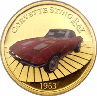 reverse of 100 Dollars - Elizabeth II - 1963 Corvette Sting Ray (2006) coin with KM# 69 from Tuvalu. Inscription: CORVETTE STING RAY TM GM 1963