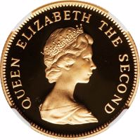 obverse of 50 Dollars - Elizabeth II (1976) coin with KM# 9 from Tuvalu. Inscription: QUEEN ELIZABETH THE SECOND