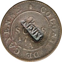 Saint Kitts and Nevis coin 1 Black Dog (1801) obverse obverse of 1 Black Dog (1801) coin with KM# 1 from Saint Kitts and Nevis. Inscription: NEVIS