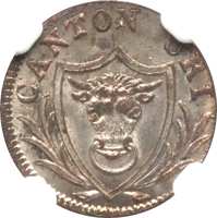 Swiss cantons coin 1 Rappen (1811) obverse obverse of 1 Rappen (1811) coin with KM# 40 from Swiss cantons. Inscription: CANTON URI
