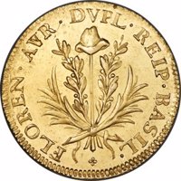 Swiss cantons coin 2 Goldgulden (1790) reverse reverse of 2 Goldgulden (1790) coin with KM# 183 from Swiss cantons. Inscription: FLOREN · AVR · DVPL · REIP · BASIL ·