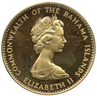 obverse of 50 Dollars - Elizabeth II (1971) coin with KM# 29 from Bahamas. Inscription: COMMONWEALTH OF THE BAHAMA ISLANDS ELIZABETH II