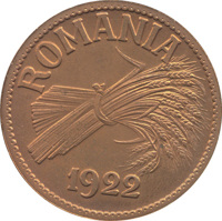 obverse of 5 Lei - Ferdinand I (1922) coin with KM# Pn192 from Romania. Inscription: ROMANIA 1922