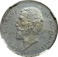 obverse of 1 Leu - Carol I (1910) coin with KM# Pn168 from Romania. Inscription: CAROL·I·REGE· ·AL·ROMANIEI TASSET