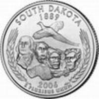 reverse of 1/4 Dollar - South Dakota - Washington Quarter; Silver Proof (2006) coin with KM# 386a from United States.