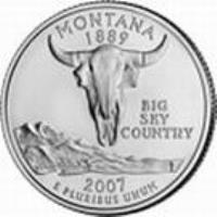 reverse of 1/4 Dollar - Montana - Washington Quarter; Silver Proof (2007) coin with KM# 396a from United States. Inscription: MONTANA 1889 BIG SKY COUNTRY 2007 E PLURIBUS UNUM