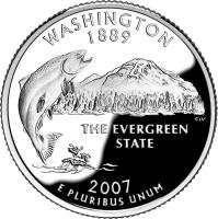 reverse of 1/4 Dollar - Washington - Washington Quarter; Silver Proof (2007) coin with KM# 397a from United States.
