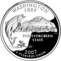 United States coin 1/4 Dollar - Washington - Washington Quarter; Silver Proof (2007) reverse reverse of 1/4 Dollar - Washington - Washington Quarter; Silver Proof (2007) coin with KM# 397a from United States.