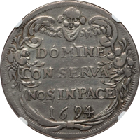 Swiss cantons coin 1 Thaler (1673 - 1694) reverse reverse of 1 Thaler (1673 - 1694) coin with KM# 103 from Swiss cantons. Inscription: DOMINE CONSERVA NOS IN PACE 1694