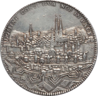 Swiss cantons coin 1 Thaler (1680) reverse reverse of 1 Thaler (1680) coin with KM# 113 from Swiss cantons. Inscription: DOMINE CONSERVA NOS IN PACE