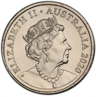 Australia coin 5 Cents - Elizabeth II - 6'th Portrait (2019 - 2021) obverse obverse of 5 Cents - Elizabeth II - 6'th Portrait (2019 - 2021) coin from Australia. Inscription: ELIZABETH II AUSTRALIA 2020 JC