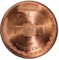 Australia coin 25 Cents - Elizabeth II - Legends of the Anzacs: George Cross - 4'th Portrait (2017) reverse reverse of 25 Cents - Elizabeth II - Legends of the Anzacs: George Cross - 4'th Portrait (2017) coin from Australia. Inscription: 25 FOR GALLANTRY GEORGE CROSS