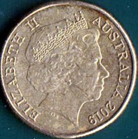 obverse of 1 Dollar - Elizabeth II - Letter W - Weet-Bix - 4'th Portrait (2019) coin from Australia. Inscription: ELIZABETH II AUSTRALIA 2019 IRB