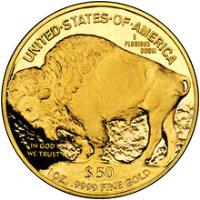 reverse of 50 Dollars - American Buffalo - Gold Bullion (2006 - 2016) coin with KM# 393 from United States. Inscription: UNITED · STATES · OF · AMERICA E PLURIBUS UNUM IN GOD WE TRUST $ 50 1 OZ. .9999 FINE GOLD