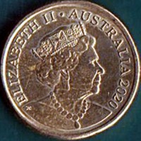 obverse of 2 Dollars - Elizabeth II - 6'th Portrait (2019 - 2021) coin from Australia. Inscription: ELIZABETH II AUSTRALIA 2019 JC
