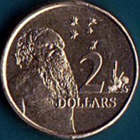 reverse of 2 Dollars - Elizabeth II - 6'th Portrait (2019 - 2021) coin from Australia. Inscription: 2 DOLLARS